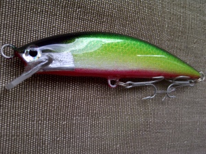 A floating hand-made balsa and epoxy lure by Paul Adams