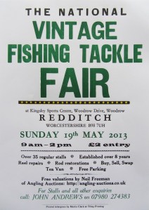 The National Vintage Fishing Tackle Fair 2013 poster printed using fine letterpress by Tilley Printing.